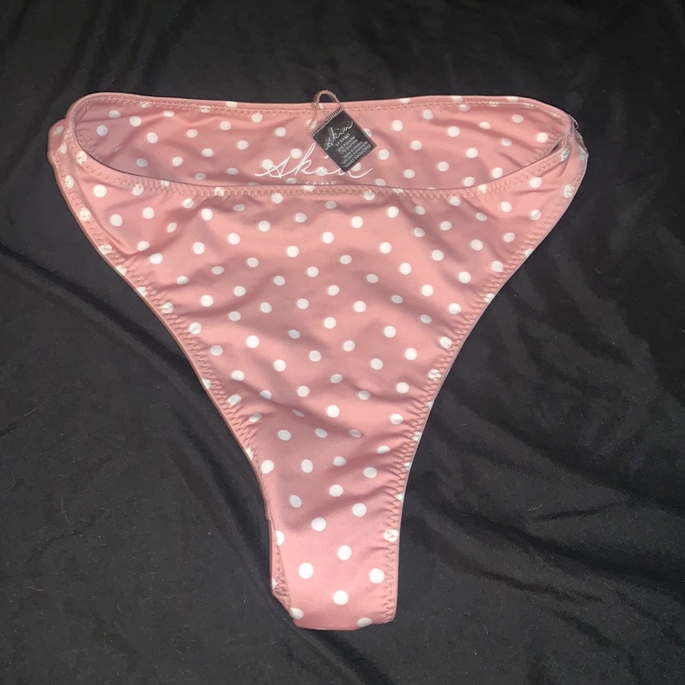 Medium pink and white polka dot bikini bottom